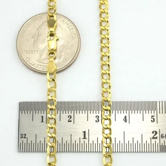 NEW REAL Gold 3.5mm Cuban Link Chain 24”